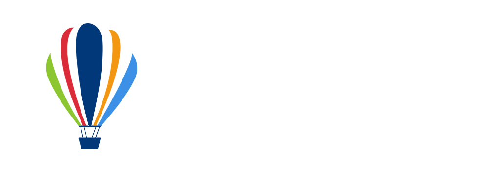 Launch North West Logo with colourful hot air balloon
