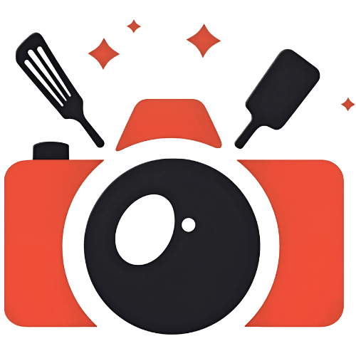 Company logo featuring a camera and kitchen tools
