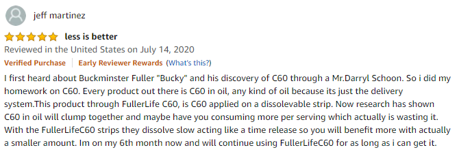 C60 is better in strips not in olive oil