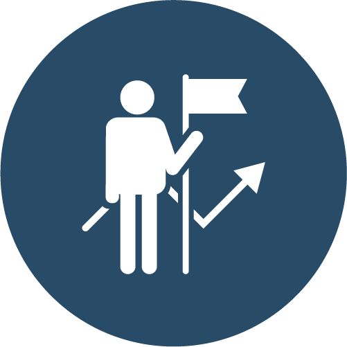 GVCA successful person holding a victory flag vector icon