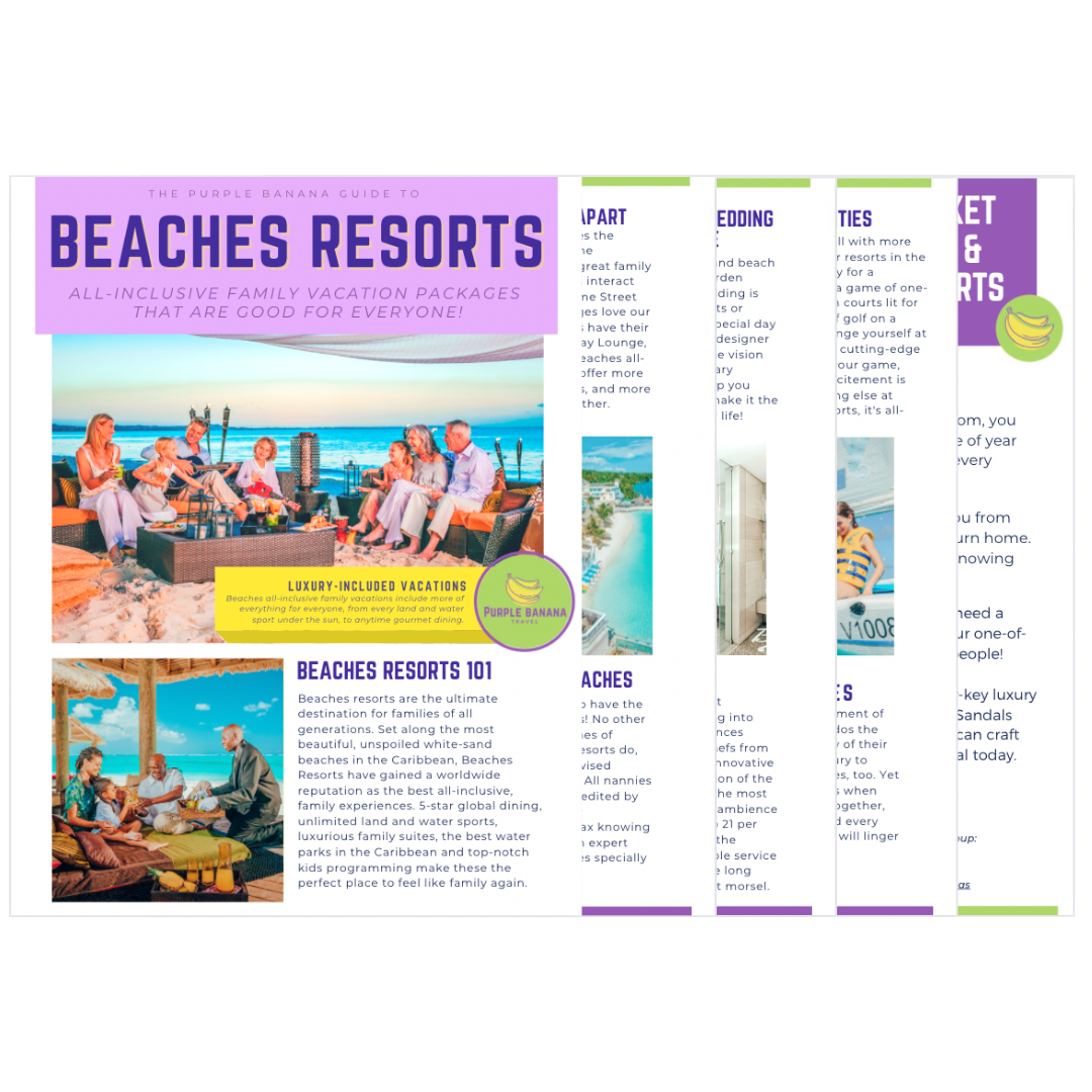 5 pages of the How To Do Beaches Resort Like A Total Expert guide in a flat lay.