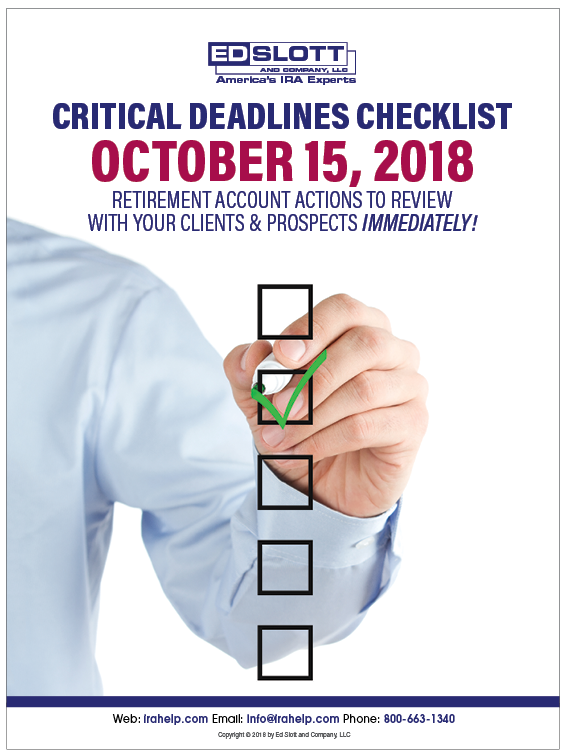 Critical Deadlines Checklist: October 15, 2018