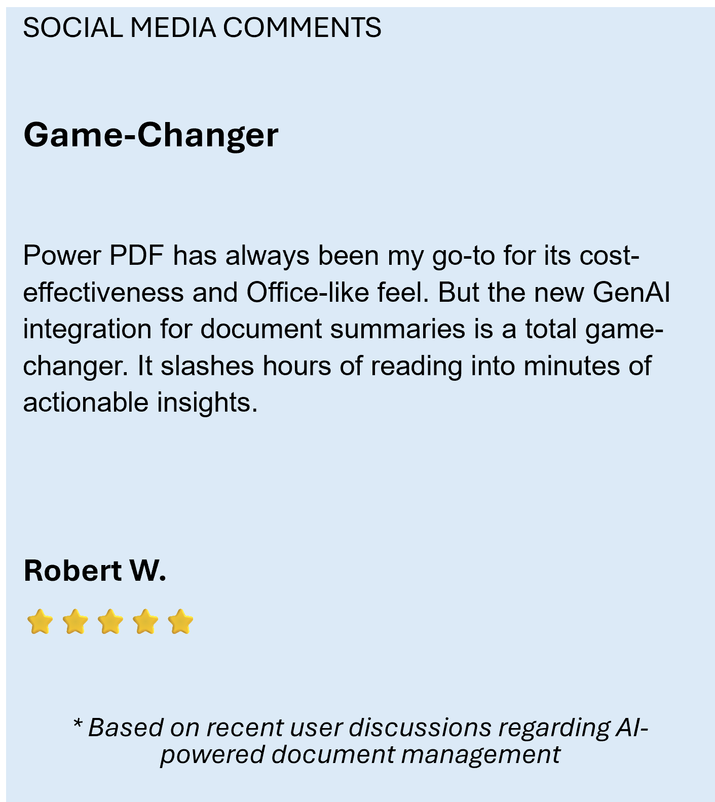 Social Media Comments – Game-Changer – Robert W.