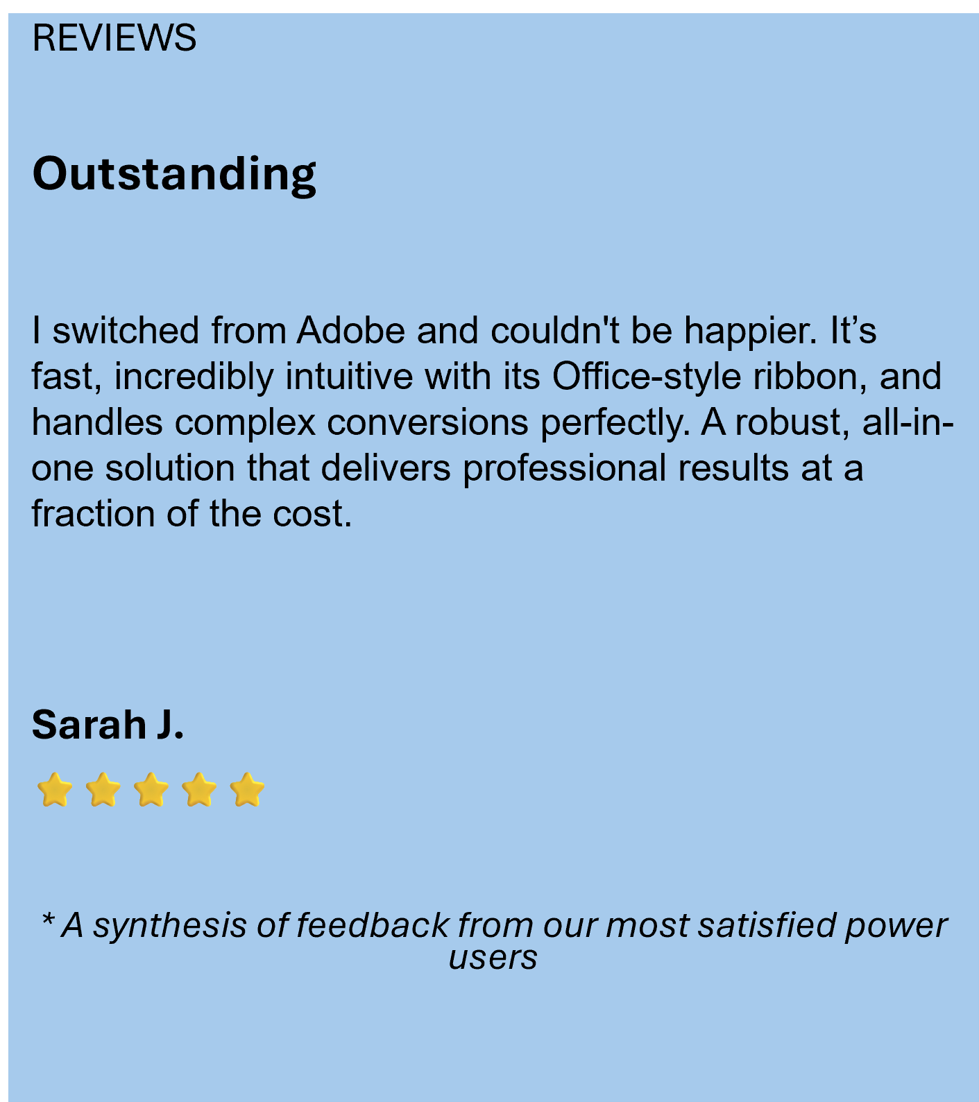 Reviews – Outstanding – Sarah J.