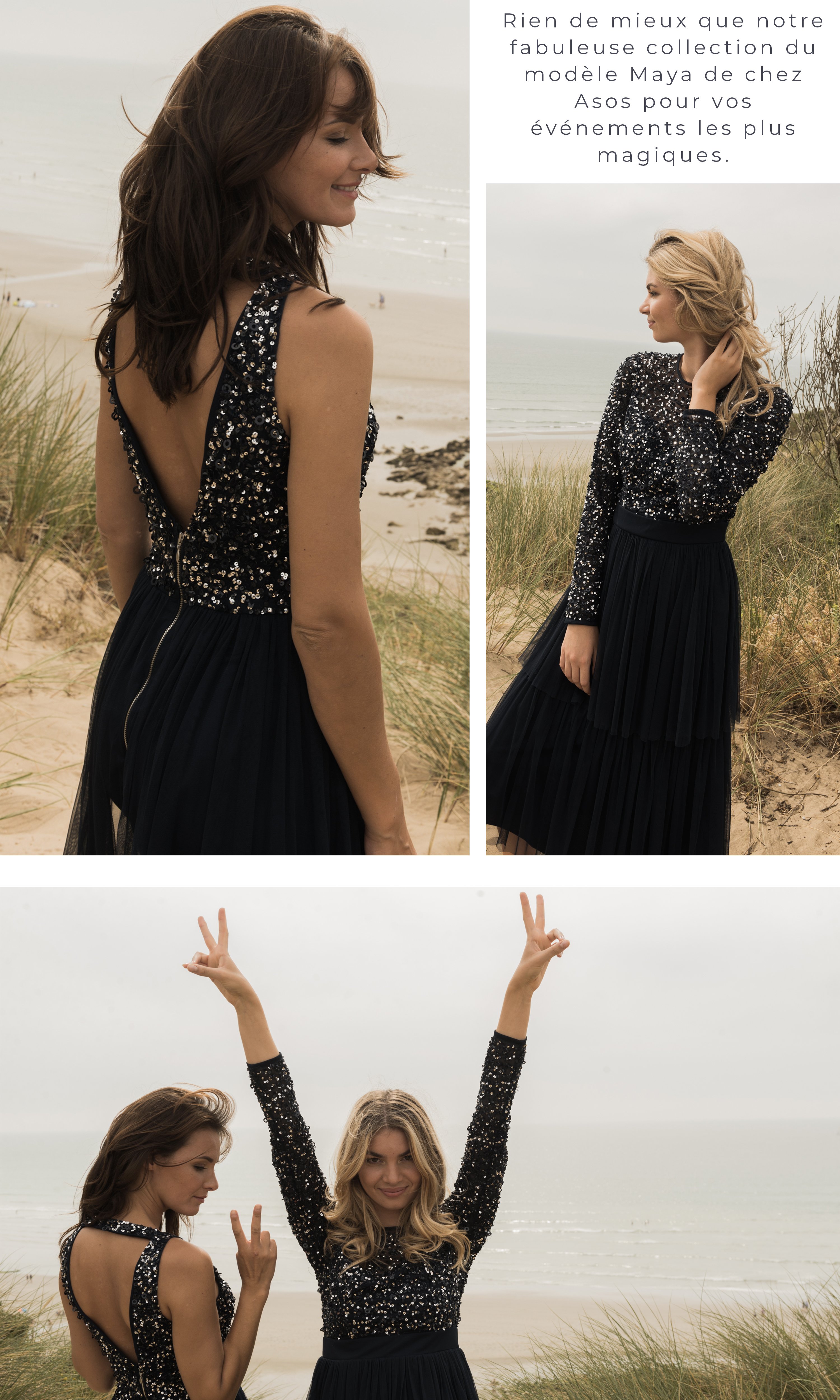 Montage photo des mannequins dans les deux Mayas bleues nuits. 