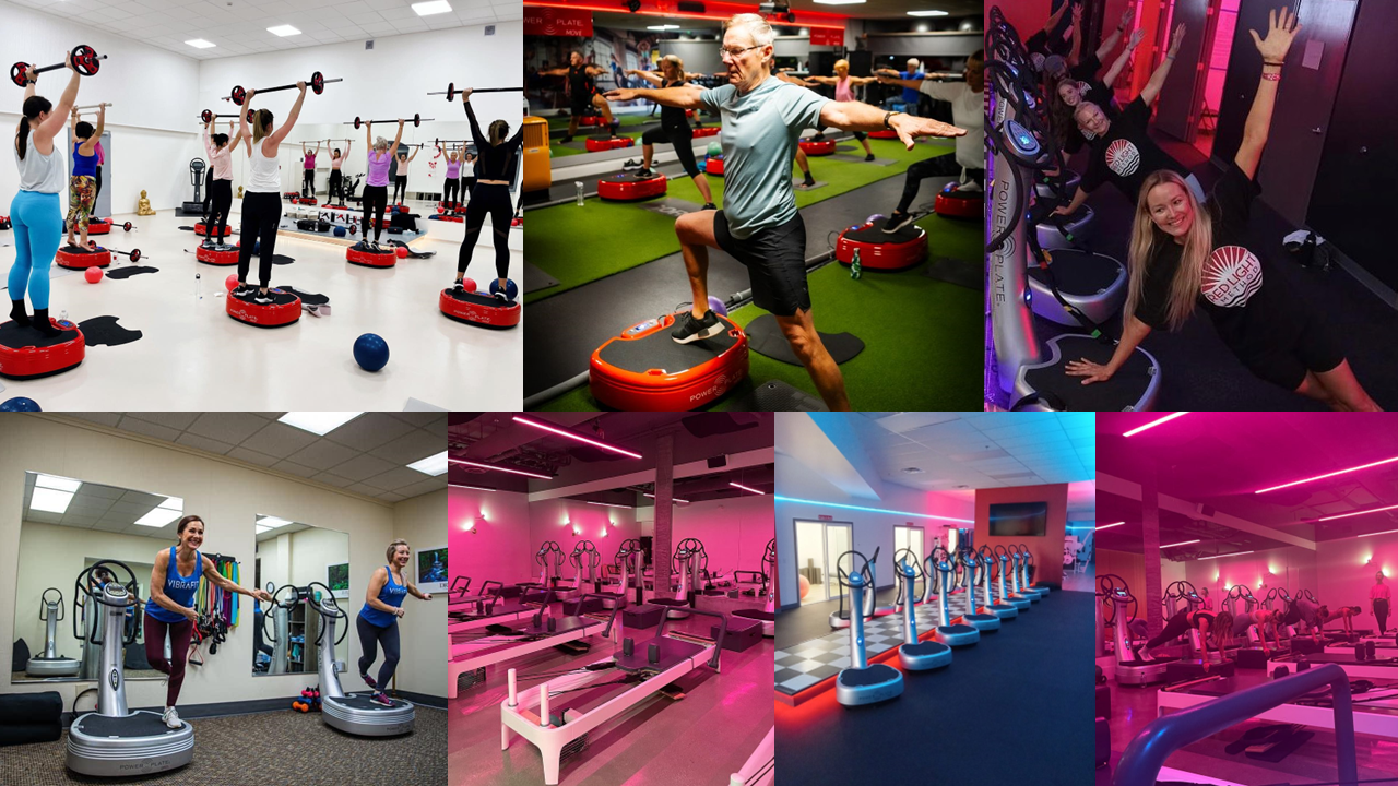 Collage of Power Plate Group Exercise Classes from partners nationwide